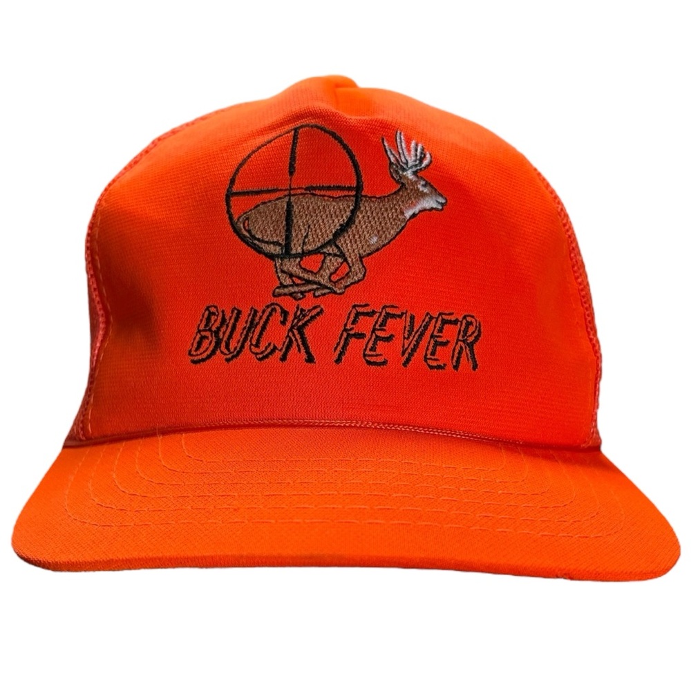 Vintage Buck Fever Hunting Hat | Blaze Orange Deer Snapback Trucker Cap‎ USA - Picture 2 of 11